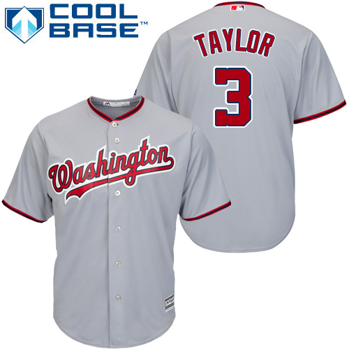 Nationals #3 Michael Taylor Grey Cool Base Stitched Youth MLB Jersey - Click Image to Close